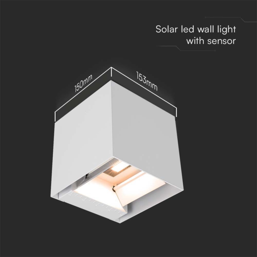 LED Päikesepaneeliga seinavalgusti koos anduriga LED/3W/3,7V IP65 4000K 2600 mAh valge