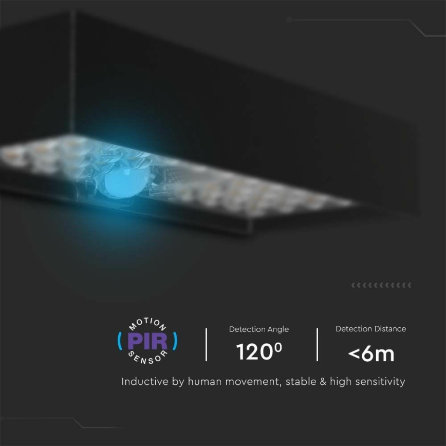 LED Päikesepaneeliga seinavalgusti koos anduriga LED/6W/3,7V IP65 4000K 3000 mAh must