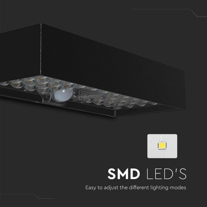 LED Päikesepaneeliga seinavalgusti koos anduriga LED/6W/3,7V IP65 4000K 3000 mAh must