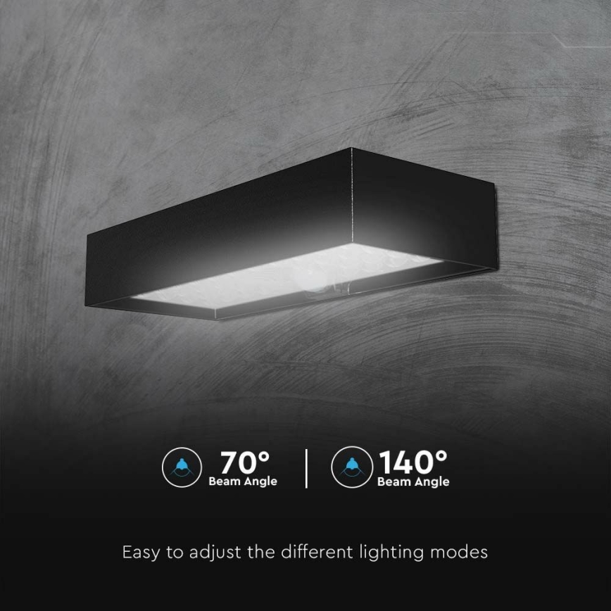 LED Päikesepaneeliga seinavalgusti koos anduriga LED/6W/3,7V IP65 4000K 3000 mAh must
