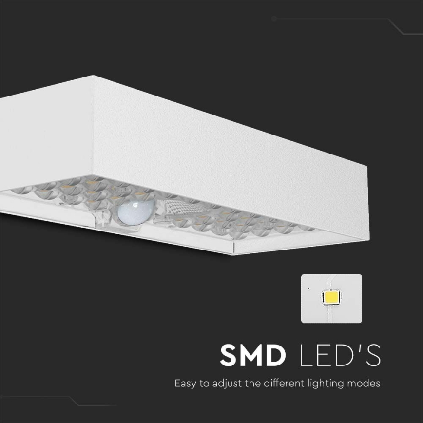 LED Päikesepaneeliga seinavalgusti koos anduriga LED/6W/3,7V IP65 4000K 3000 mAh valge