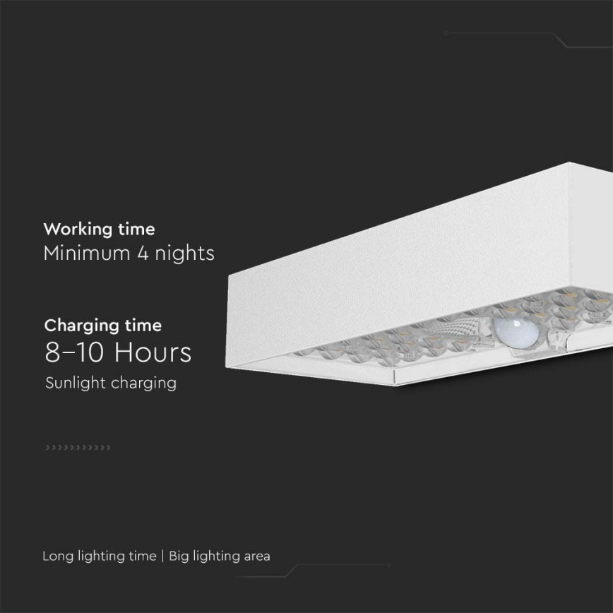 LED Päikesepaneeliga seinavalgusti koos anduriga LED/6W/3,7V IP65 4000K 3000 mAh valge