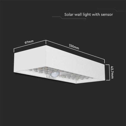LED Päikesepaneeliga seinavalgusti koos anduriga LED/6W/3,7V IP65 4000K 3000 mAh valge