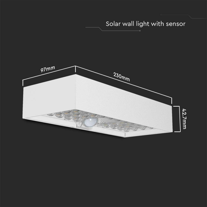 LED Päikesepaneeliga seinavalgusti koos anduriga LED/6W/3,7V IP65 4000K 3000 mAh valge