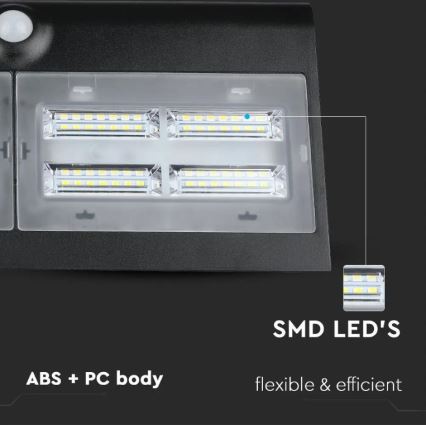 LED Päikesepaneeliga seinavalgusti koos anduriga LED/7W/3,7V 4000K IP65 must