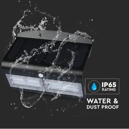 LED Päikesepaneeliga seinavalgusti koos anduriga LED/7W/3,7V 4000K IP65 must