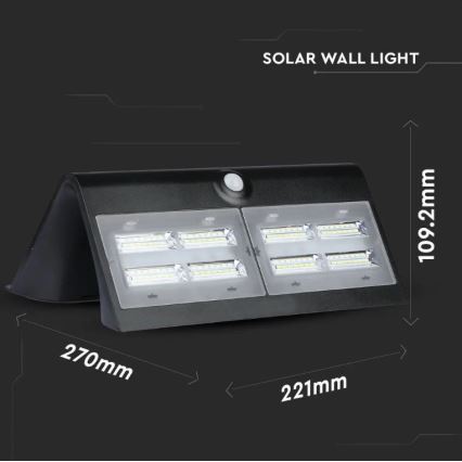 LED Päikesepaneeliga seinavalgusti koos anduriga LED/7W/3,7V 4000K IP65 must