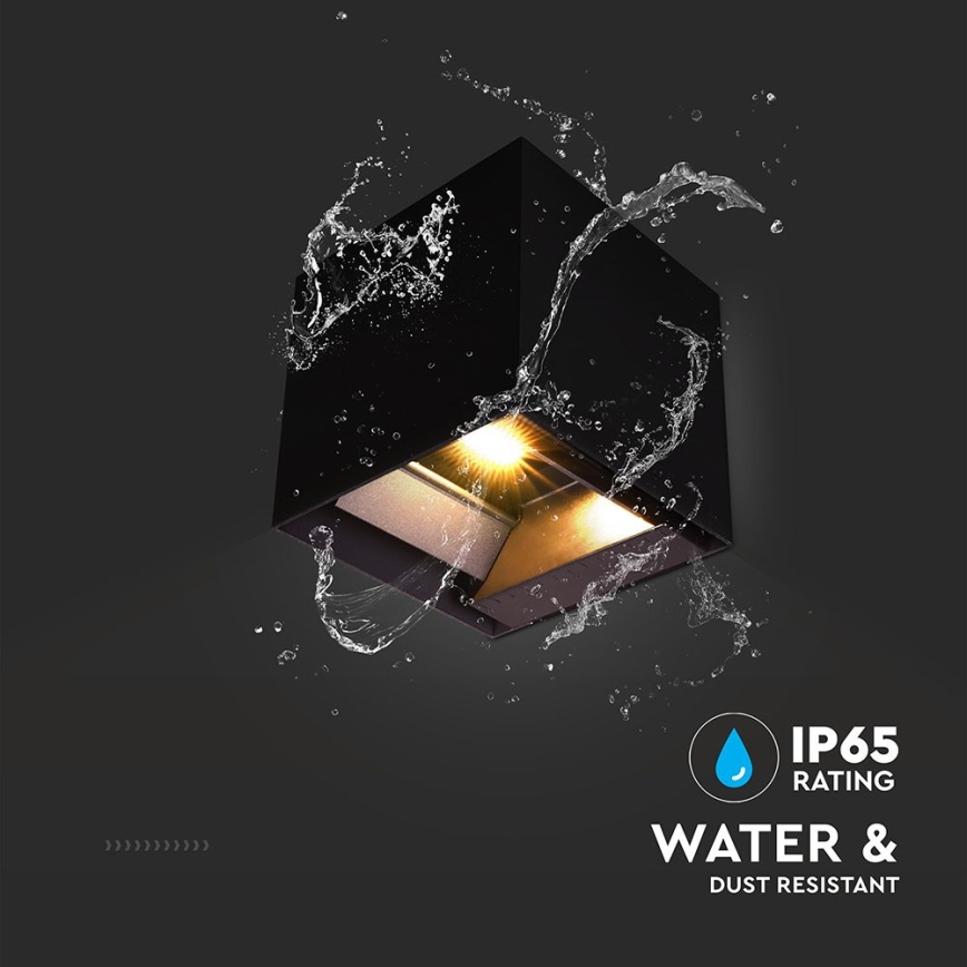 LED Päikesepaneeliga seinavalgusti koos anduriga LED/9W/3,7V 3000/4000/5000K 2600 mAh IP65 must