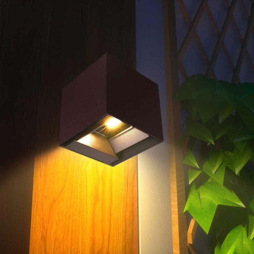 LED Päikesepaneeliga seinavalgusti koos anduriga LED/9W/3,7V 3000/4000/5000K 2600 mAh IP65 pruun