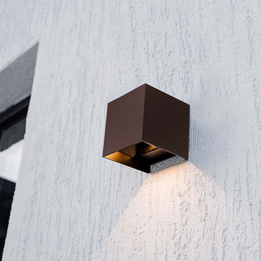 LED Päikesepaneeliga seinavalgusti koos anduriga LED/9W/3,7V 3000/4000/5000K 2600 mAh IP65 pruun