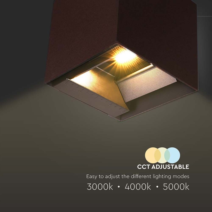 LED Päikesepaneeliga seinavalgusti koos anduriga LED/9W/3,7V 3000/4000/5000K 2600 mAh IP65 pruun