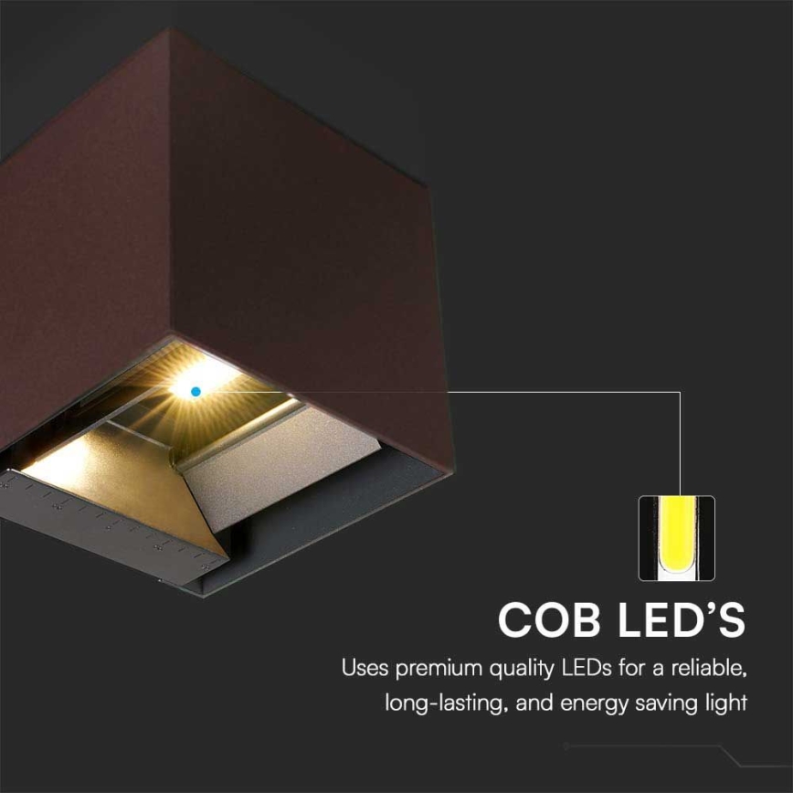 LED Päikesepaneeliga seinavalgusti koos anduriga LED/9W/3,7V 3000/4000/5000K 2600 mAh IP65 pruun