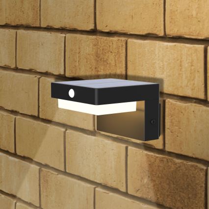 LED Päikesepaneeliga seinavalgusti koos anduriga MALI LED/4,5W/3,7V 2000 mAh IP44 must