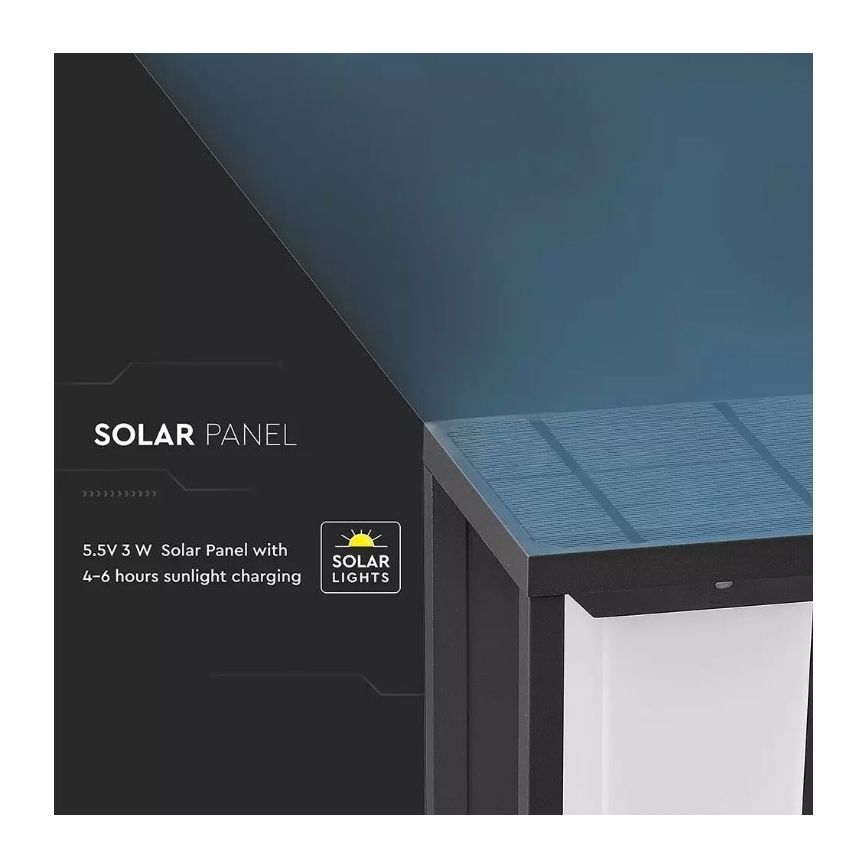 LED Päikesepaneeliga seinavalgusti koos anduriga SAMSUNG CHIP LED/2W/3,7V IP65 2600 mAh