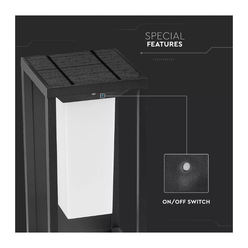 LED Päikesepaneeliga seinavalgusti koos anduriga SAMSUNG CHIP LED/2W/3,7V IP65