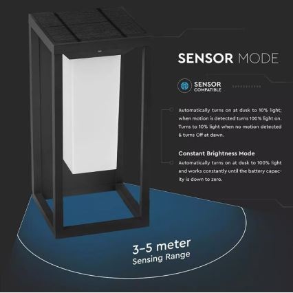 LED Päikesepaneeliga seinavalgusti koos anduriga SAMSUNG CHIP LED/2W/3,7V IP65