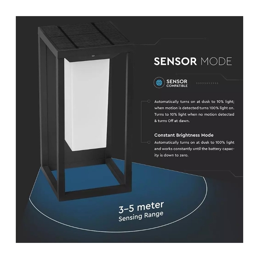 LED Päikesepaneeliga seinavalgusti koos anduriga SAMSUNG CHIP LED/2W/3,7V IP65