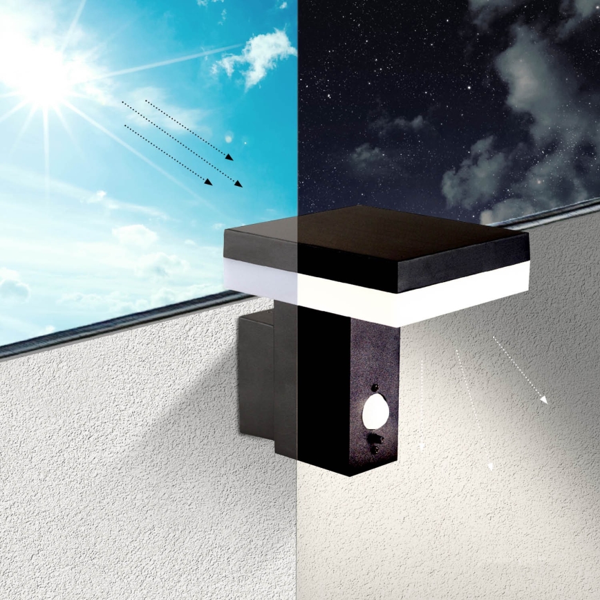 LED Päikesepaneeliga seinavalgusti koos anduriga SOLARIS2 LED/5,5W/3,7V 4000K IP44 2600 mAh