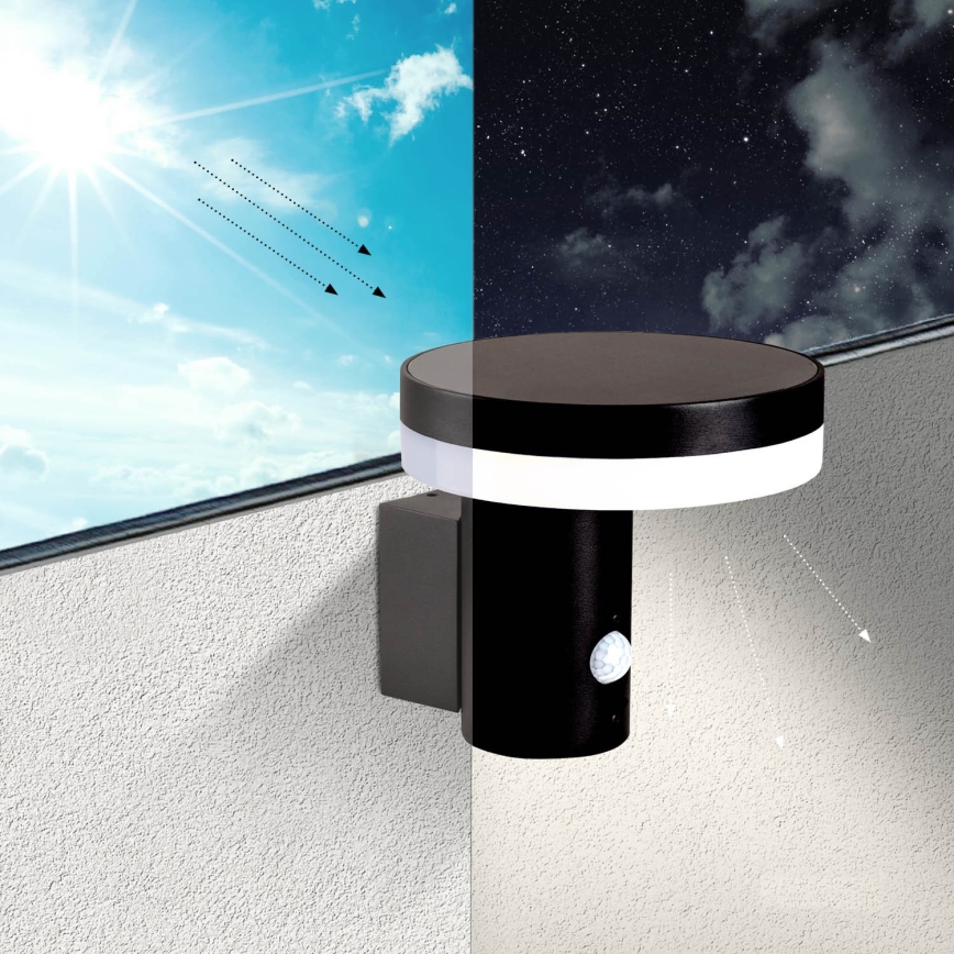 LED Päikesepaneeliga seinavalgusti koos anduriga SOLARIS3 LED/5,5W/3,7V 4000K IP44 2600 mAh