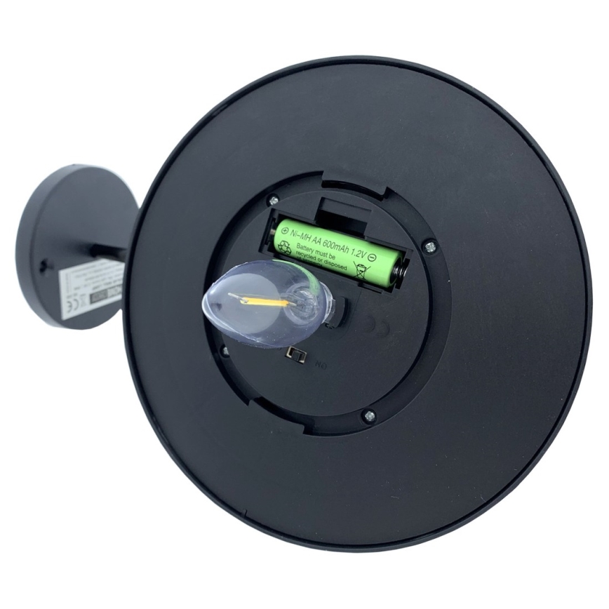 LED Päikesepaneeliga seinavalgusti LED/0,5W/1,2V IP44 must