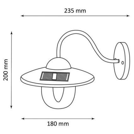 LED Päikesepaneeliga seinavalgusti LED/0,5W/1,2V IP44 must