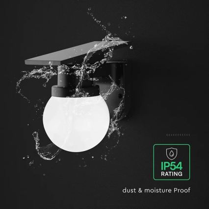 LED-päikesepaneeliga seinavalgusti LED/3,7V 3000/4000/6400K IP54 1800 mAh must + kaugjuhtimispult