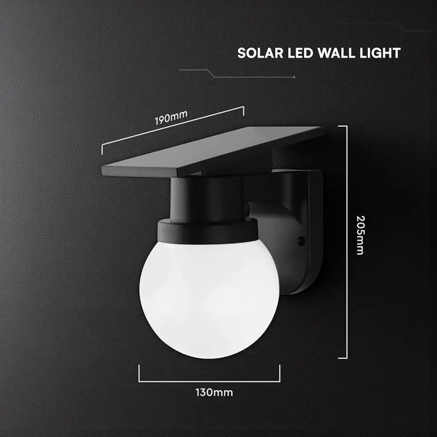 LED-päikesepaneeliga seinavalgusti LED/3,7V 3000/4000/6400K IP54 1800 mAh must + kaugjuhtimispult