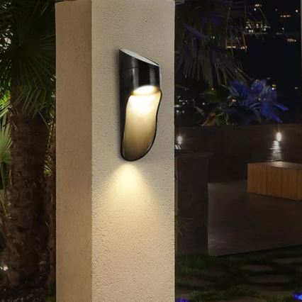 LED Päikesepaneeliga seinavalgusti PALESA LED/1W/3,7V IP65 1800 mAh must