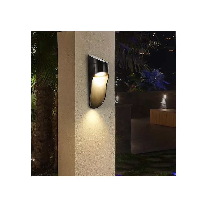 LED Päikesepaneeliga seinavalgusti PALESA LED/1W/3,7V IP65 1800 mAh must