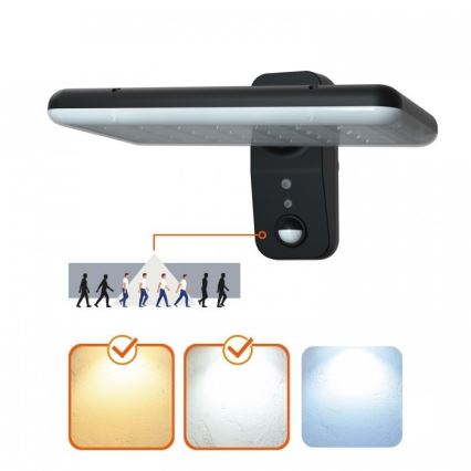 LED päikeseenergiaga seinavalgusti anduriga PHOENIX LED/15W/3,2V 3000/4000K IP65 6000 mAh
