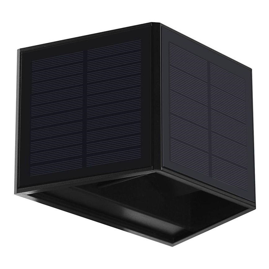 LED Päikesepaneeliga seinavalgusti WINGS LED/2W/1300 mAh 3,7V 6000K IP54 must