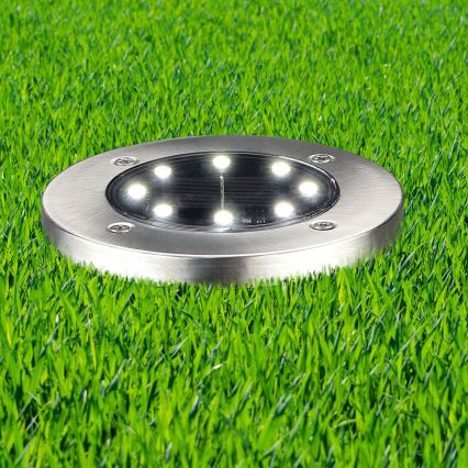 LED Päikesepaneeliga sissesõiduteevalgusti SOLLY LED/1,2V 6500K d. 11,5 cm 300 mAh IP44 matt kroom