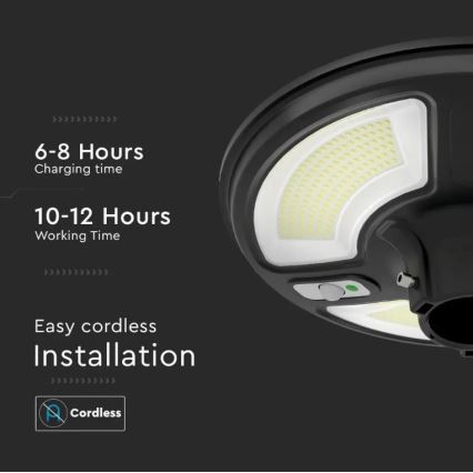 LED Päikesepaneeliga tänavalamp koos anduriga LED/10W/3,2V 6500K IP65 25000 mAh + kaugjuhtimispult