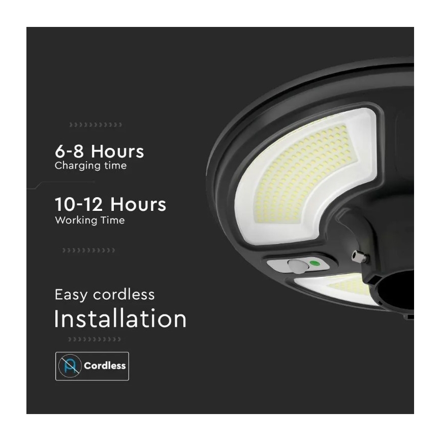 LED Päikesepaneeliga tänavalamp koos anduriga LED/10W/3,2V 6500K IP65 25000 mAh + kaugjuhtimispult