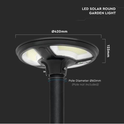 LED Päikesepaneeliga tänavalamp koos anduriga LED/10W/3,2V 6500K IP65 25000 mAh + kaugjuhtimispult