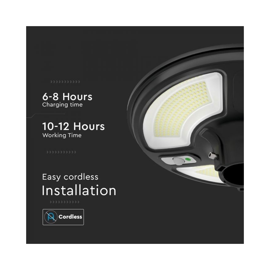 LED Päikesepaneeliga tänavalamp koos anduriga LED/10W/3,2V IP65 4000K 15000 mAh + kaugjuhtimispult
