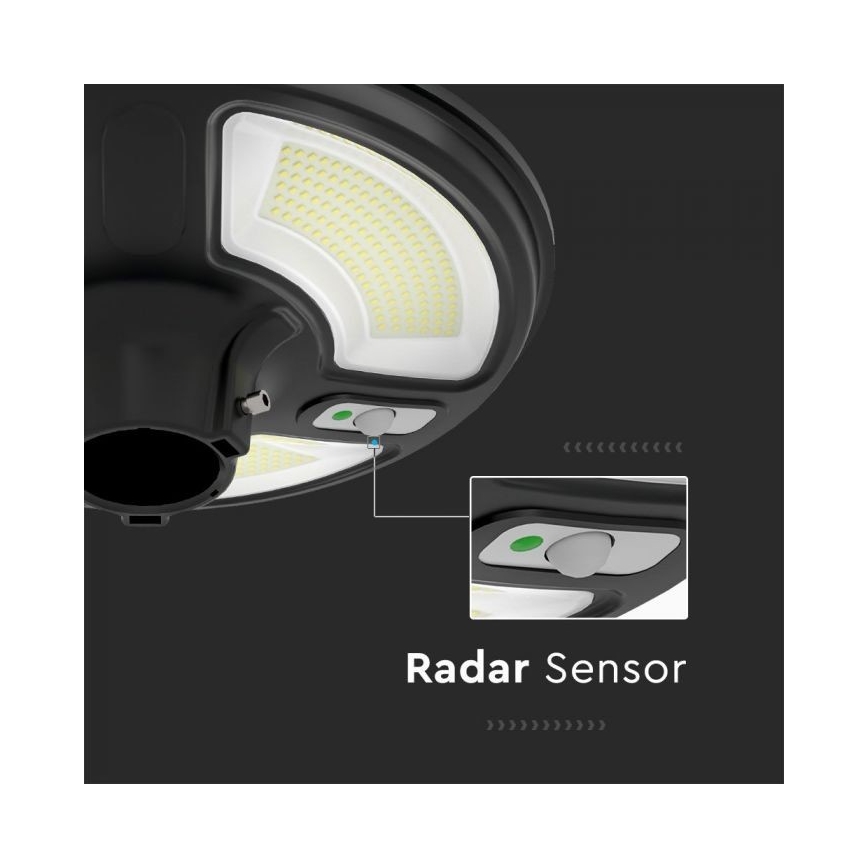 LED Päikesepaneeliga tänavalamp koos anduriga LED/10W/3,2V IP65 4000K 15000 mAh + kaugjuhtimispult