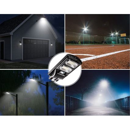 LED Hämardatav päikesepaneeliga tänavavalgusti koos anduriga LED/120W/6V 6500K IP65 must + kaugjuhtimispult