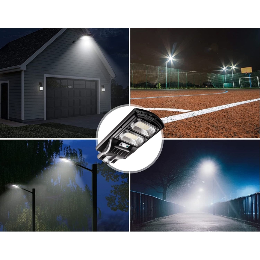 LED Hämardatav päikesepaneeliga tänavavalgusti koos anduriga LED/120W/6V 6500K IP65 must + kaugjuhtimispult