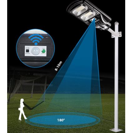 LED Hämardatav päikesepaneeliga tänavavalgusti koos anduriga LED/120W/6V 6500K IP65 must + kaugjuhtimispult