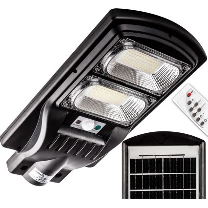 LED Hämardatav päikesepaneeliga tänavavalgusti koos anduriga LED/120W/6V 6500K IP65 must + kaugjuhtimispult