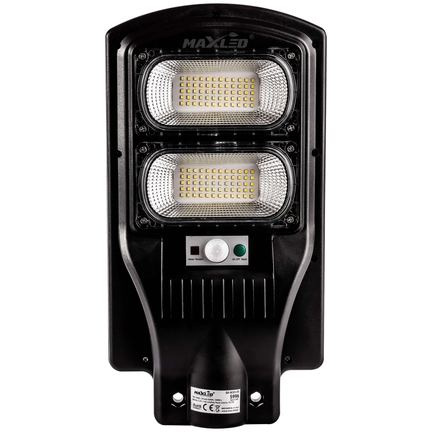 LED Hämardatav päikesepaneeliga tänavavalgusti koos anduriga LED/120W/6V 6500K IP65 must + kaugjuhtimispult