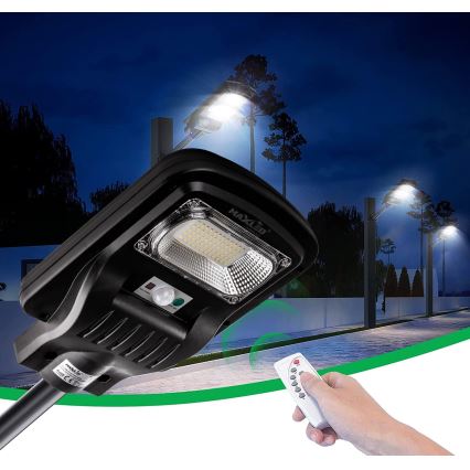 LED Hämardatav päikesepaneeliga tänavavalgusti koos anduriga LED/150W/6V 6500K IP65 must + kaugjuhtimispult