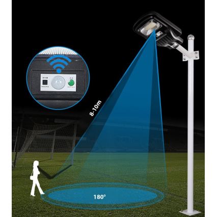 LED Hämardatav päikesepaneeliga tänavavalgusti koos anduriga LED/150W/6V 6500K IP65 must + kaugjuhtimispult