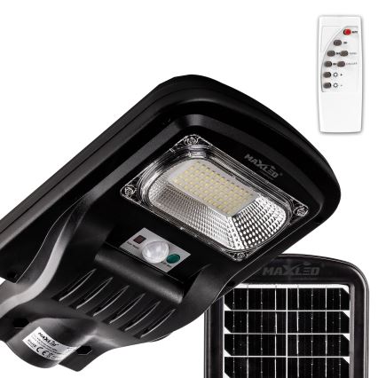 LED Hämardatav päikesepaneeliga tänavavalgusti koos anduriga LED/150W/6V 6500K IP65 must + kaugjuhtimispult