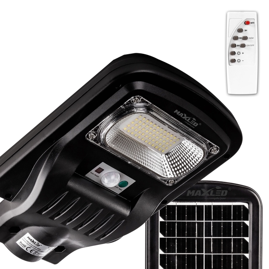 LED Hämardatav päikesepaneeliga tänavavalgusti koos anduriga LED/150W/6V 6500K IP65 must + kaugjuhtimispult