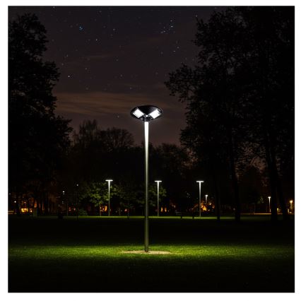 LED Hämardatav päikesepaneeliga tänavavalgusti koos anduriga LED/15W/6V 11000 mAh 6500K IP65 must + kaugjuhtimispult