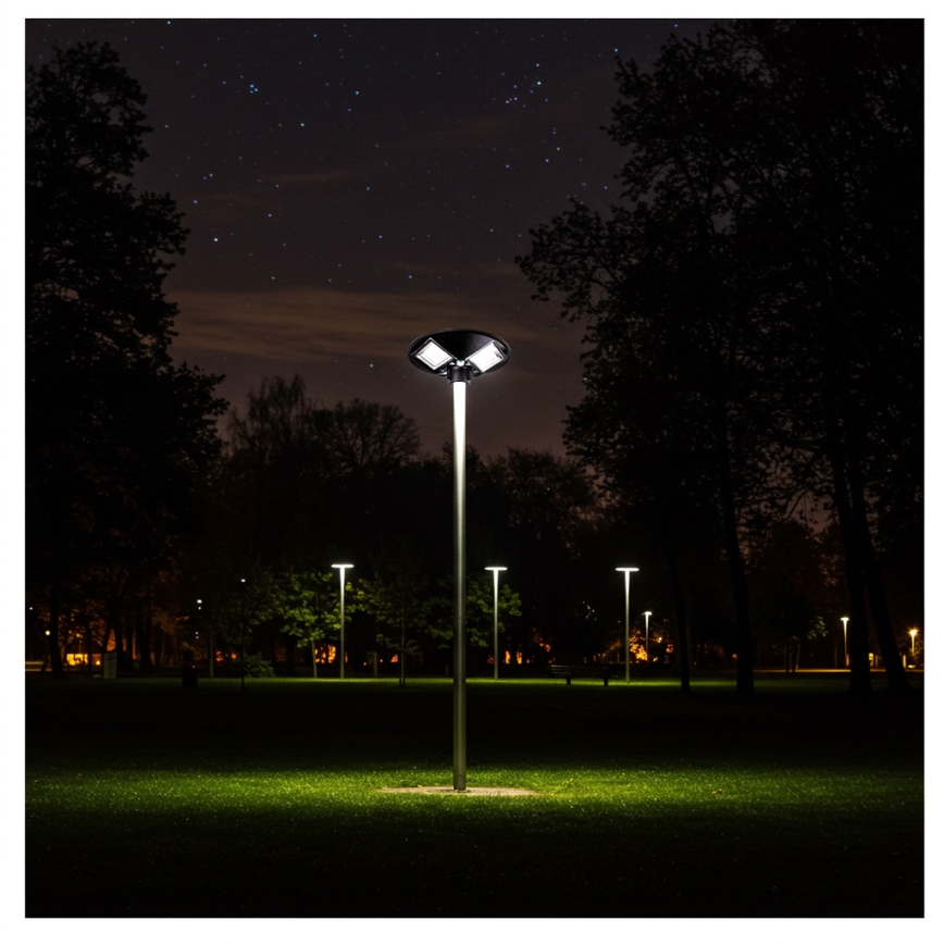 LED Hämardatav päikesepaneeliga tänavavalgusti koos anduriga LED/15W/6V 11000 mAh 6500K IP65 must + kaugjuhtimispult