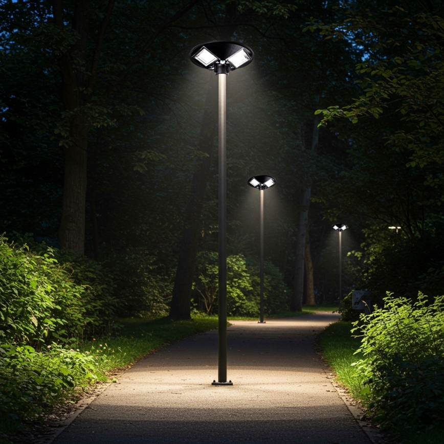 LED Hämardatav päikesepaneeliga tänavavalgusti koos anduriga LED/15W/6V 11000 mAh 6500K IP65 must + kaugjuhtimispult