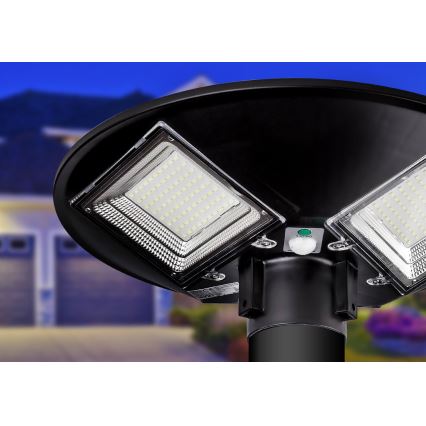 LED Hämardatav päikesepaneeliga tänavavalgusti koos anduriga LED/15W/6V 11000 mAh 6500K IP65 must + kaugjuhtimispult